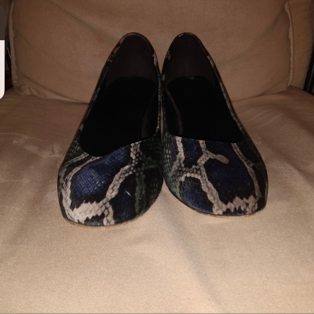Sesto Meucci Green Blue snake Print Vero Cuoio Heels